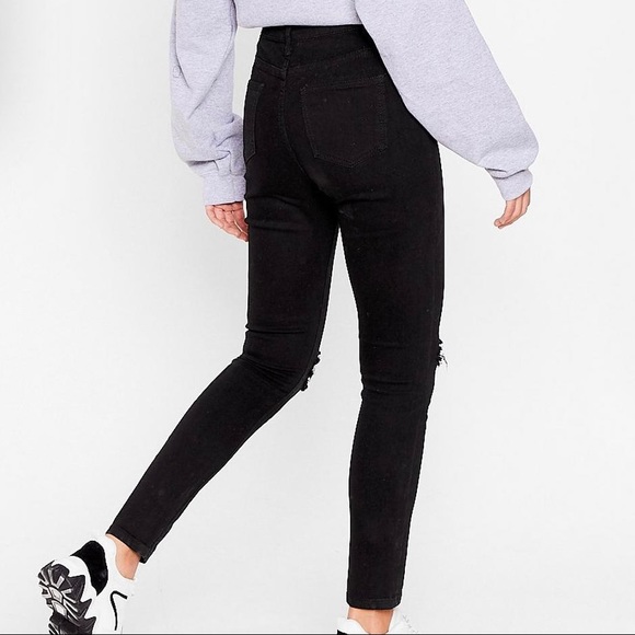 Nasty Gal Black Distressed Skinny Jeans - Picture 2 of 7